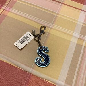 NWT Coach Green and Blue 'S' Keychain